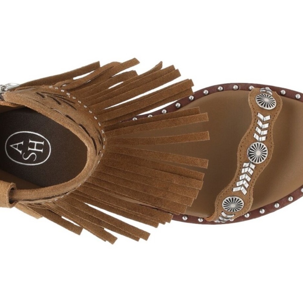 NEW Ash Leather Paquito Sandals Sz EU 38 US 8 ANTILOPE/SKIN Western Fringe - Picture 4 of 13